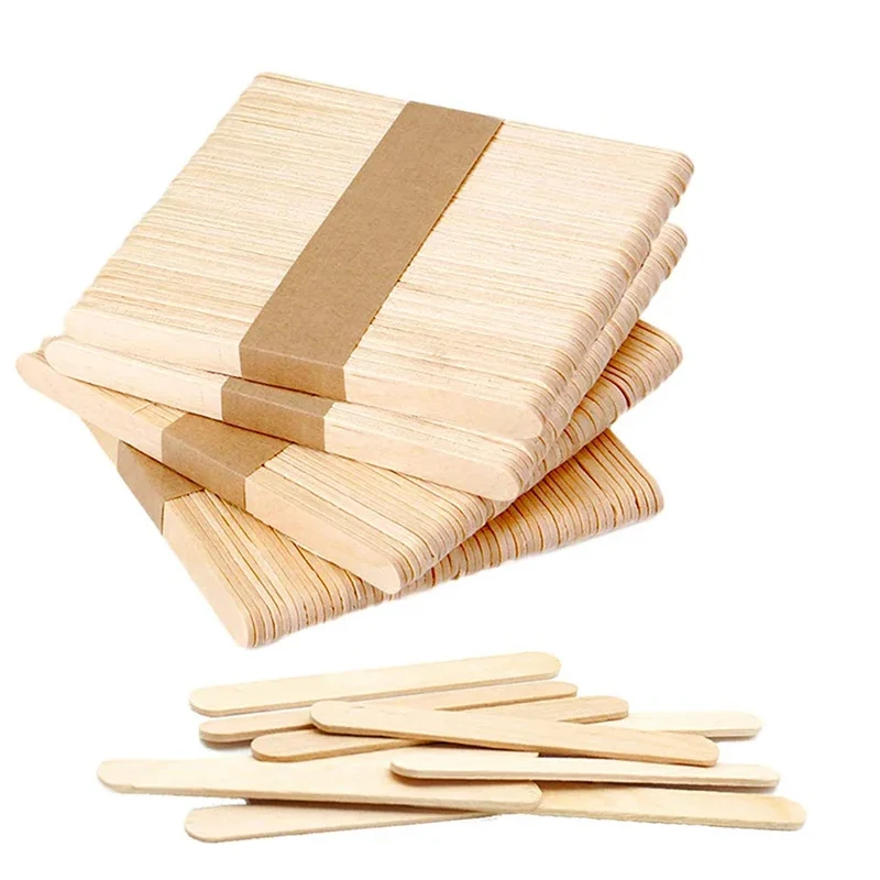 Ice Cream Sticks 100Pcs/Set Natural Wooden Pop Popsicle Sticks 11.4CM Length Wood Craft Ice Cream Popsicl Accesorios ice cream sticks