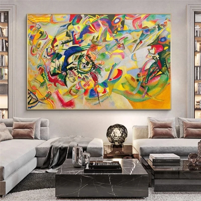 

Famous Abstract Graffiti Art Canvas Painting by Kandinsky Wall Posters Prints Pictures for Living Room Home Decor