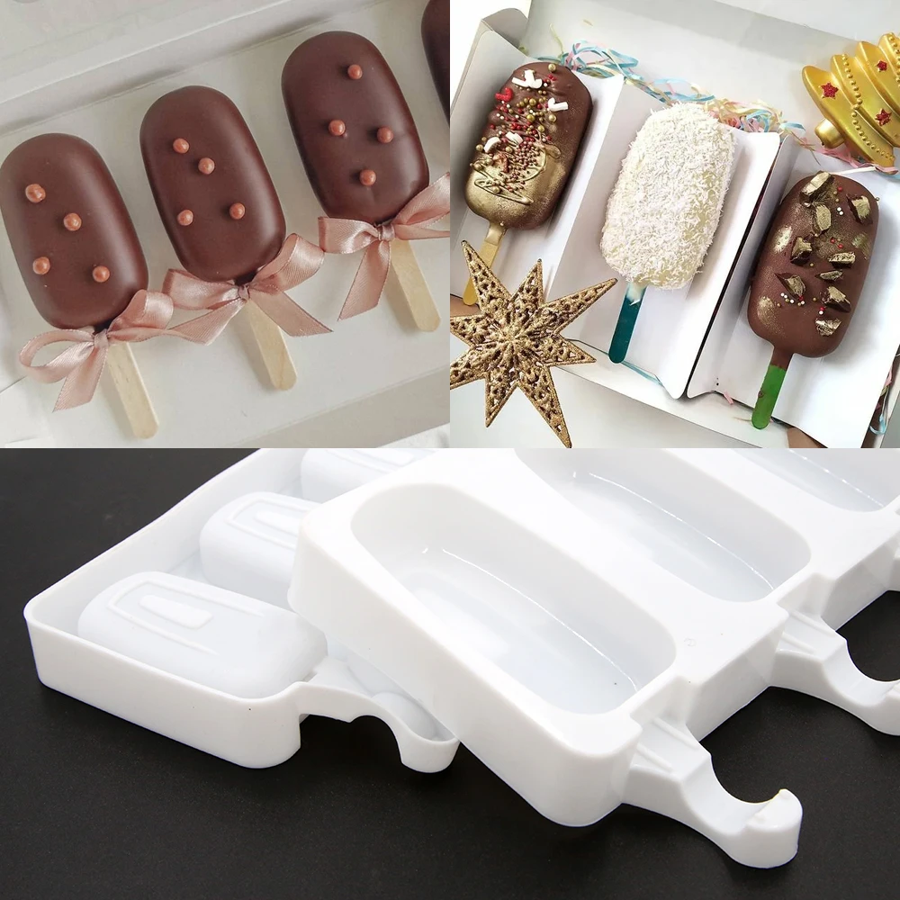 SILIKOLOVE Food Grade Silicone Ice Cream Molds Ice Pop Mold Ice Cream Bar  Molds Maker with Popsicle Sticks - AliExpress