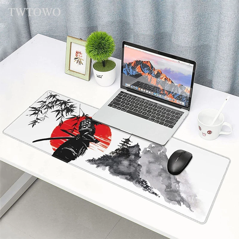 Samurai Japonês Árvore Sol Mouse Pad Jogos xl Novo Computador Casa Mousepad Esteiras de Mesa Xxl Escritório de Borracha Natural Antiderrapante - Imagem 2