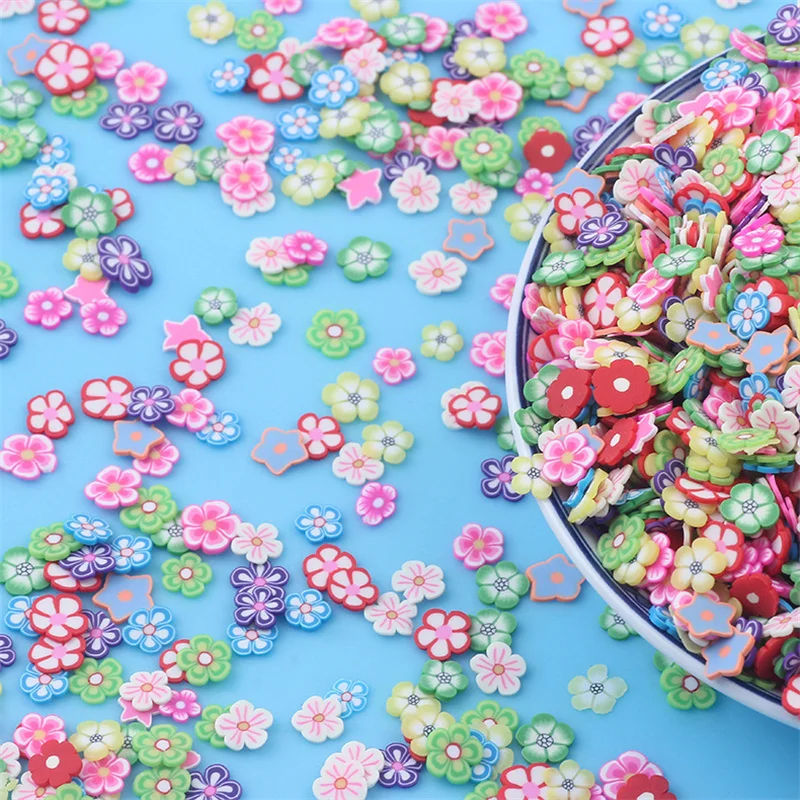 Polymer Clay 10g 5mm Mix Color Slime Candy Star heart Flower Fruit Unicorn Slices Polymer Clay Sprinkles DIY Nail Art Handmade Accessories