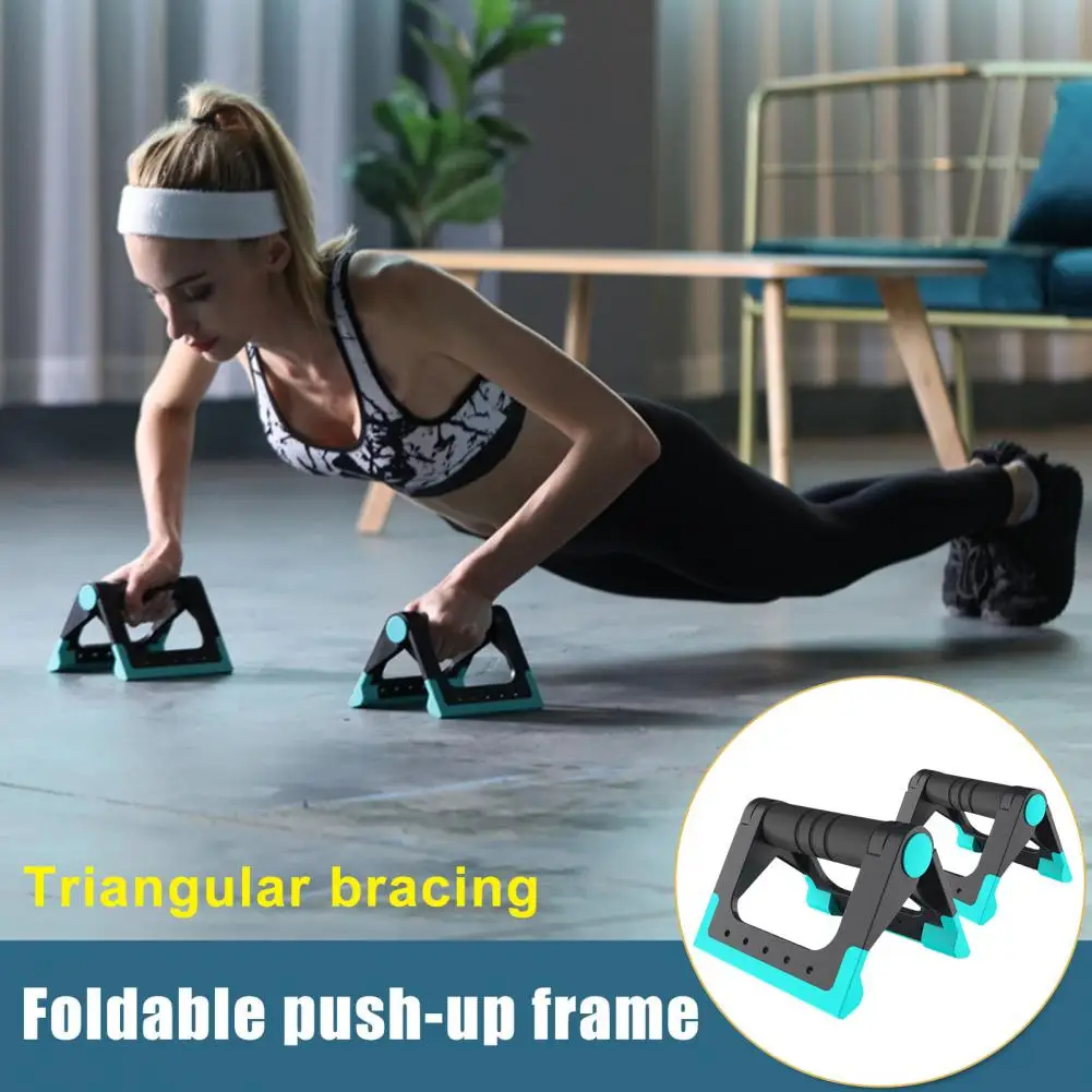 1 Pair Push-Up Bar Stand Foldable Anti-slip Abdominal Exercise Trainer Push-up Support Grip Handle Home Gym Fitness Equipment