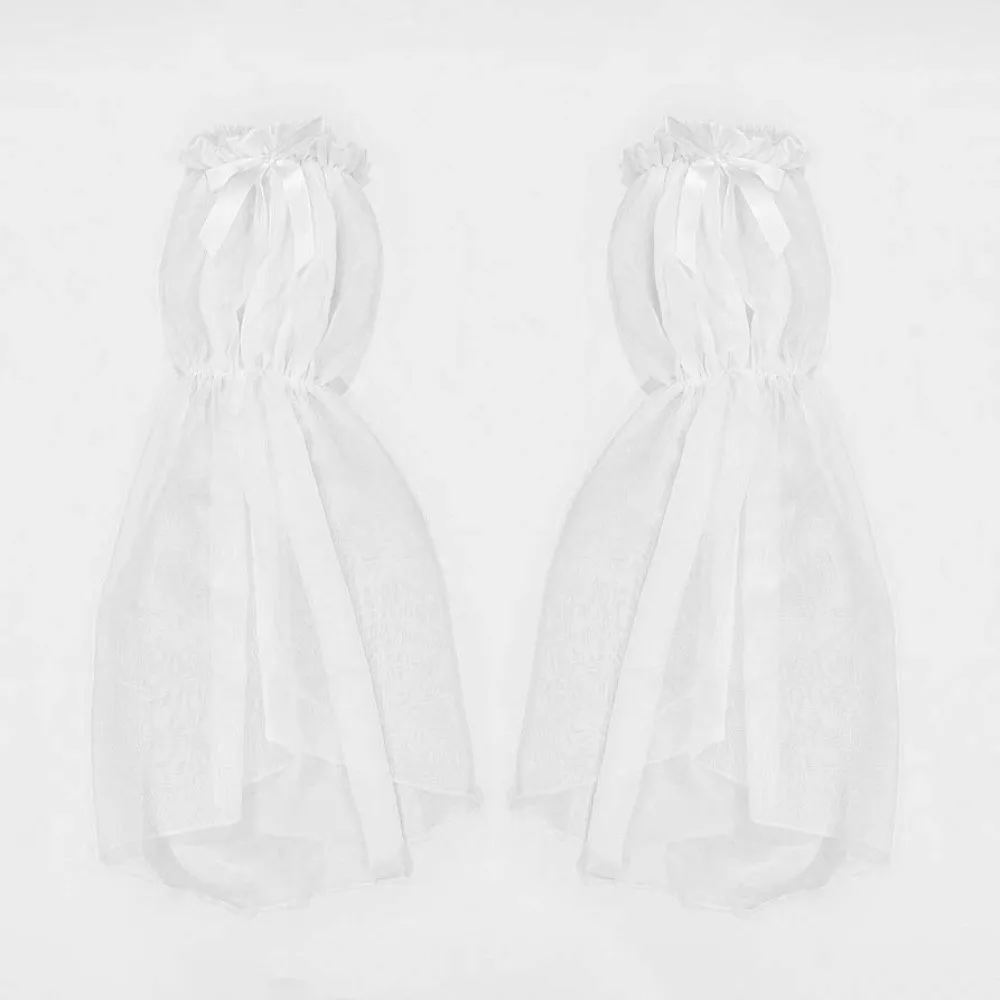 1 쌍 쉬폰 원단 가짜 소매 플레어 모양 탄성 밴드 팔 커버 시어 메쉬 솔리드 컬러 탈착식 커프스 드레스 매치