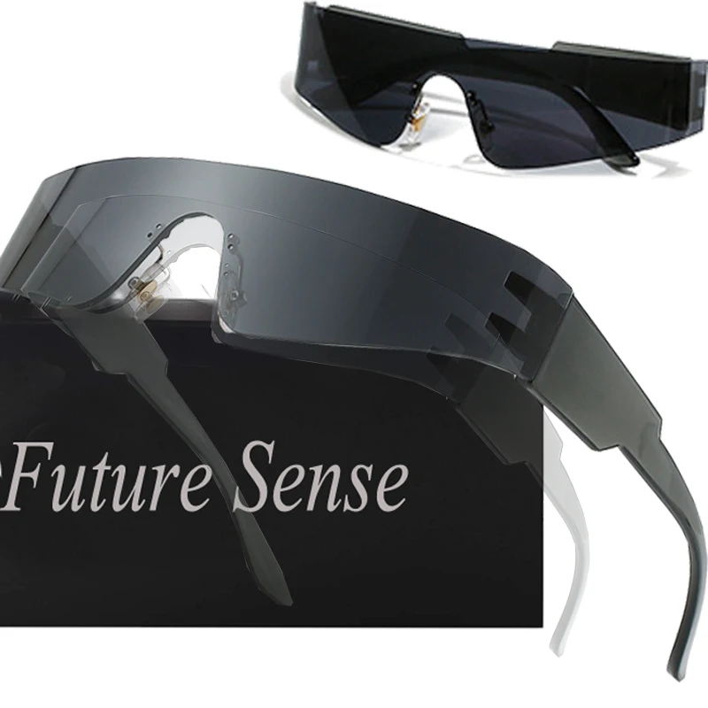 Trendy Rimless Rectangle Sunglasses Women Men Shades Future Sense Gradient UV400 Outdoor Beach Sun Glasses Retro Sunglasses