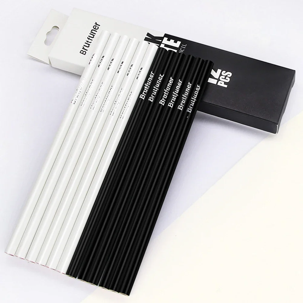 12pcs/Set Black White Color Oil Based Pencil Drawing Sketching Artist Pencils Art Learning Painting School Stationery Supplies 2