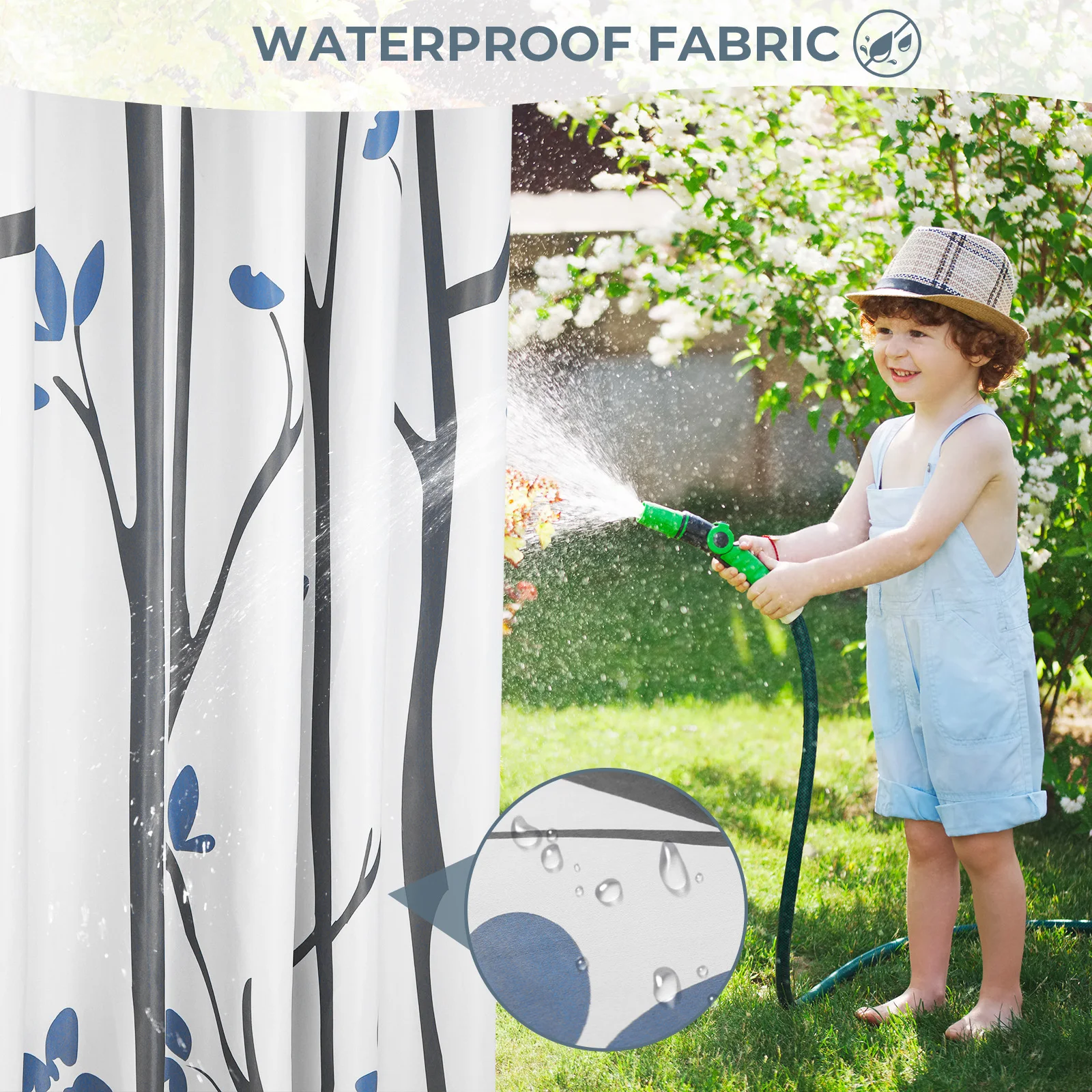 Outdoor Patio Waterproof Curtain Printed Tree Branch Windproof Blackout Drapes Heat Insulating Rod Pocket Voile sheer Curtains 3