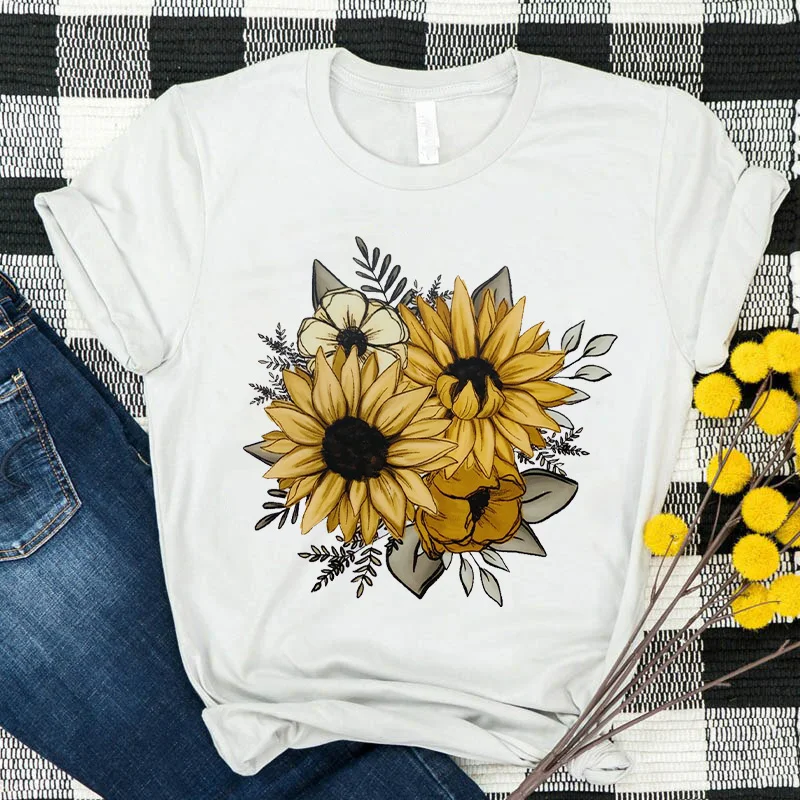 

Женская футболка с коротким рукавом, с цветочным принтом