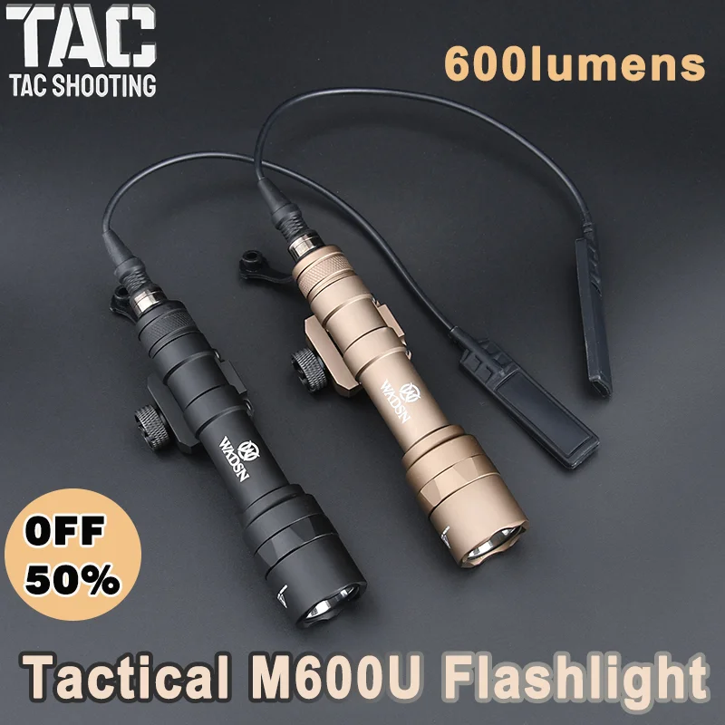 

WADSN M600 M600U Tactical Flashlight White LED Light 600Lumens Fit 20mm Picatinny Rail Outdoor Hunting Weapon Airsoft Scout Lamp