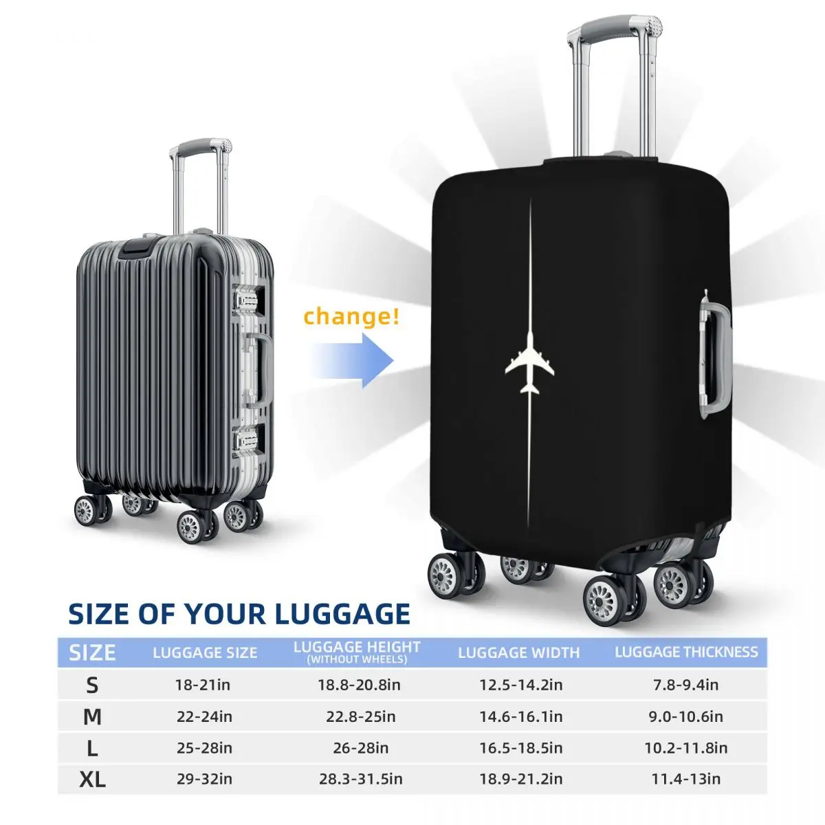 Aviation Plane Crossing Travel Luggage Cover Dust Proof Airplane Aviator Pilot Suitcase Cover Protector Fit 18-32 Inch