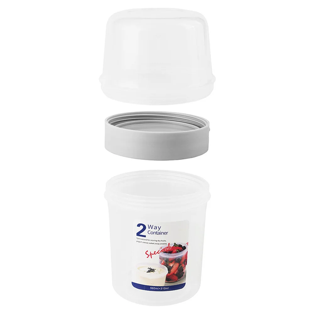 Breakfast Oatmeal Cup Fresh-keeping Cereal Nut Yogurt Salad Container Portable Food Box Double-layered Lunch Box Storage Jars 6