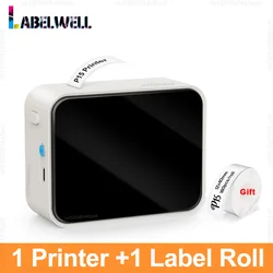 Compact Thermal Label Printer with Adhesive Label Tape (White Printer)