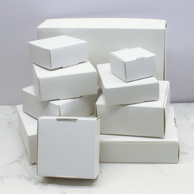 Multi Size 10Pcs Square White/Kraft /Black Packaging Box Wedding Party Favor Supplies Handmade Soap Chocolate plane box