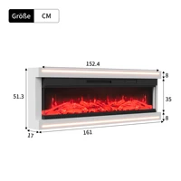 Anajqaqia 51,3×17×161/136,8 см Электрические камины Встроенное светодиодное освещение, таймер и защита от перегрева, функция нагрева, белый — изображение 6