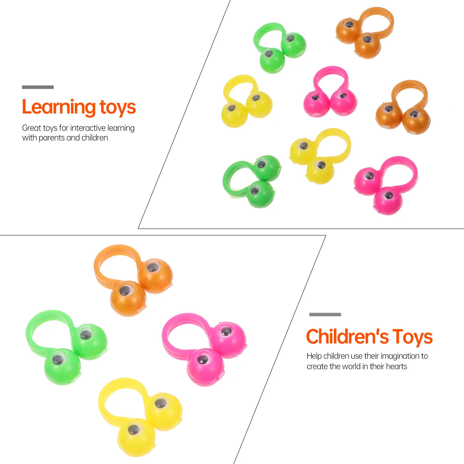 50Pcs 눈 손가락 인형 어린이를위한 플라스틱 부드러운 부드러운 라이트 링 무대 인형 극장 스토리 텔링 교육 역할 놀이