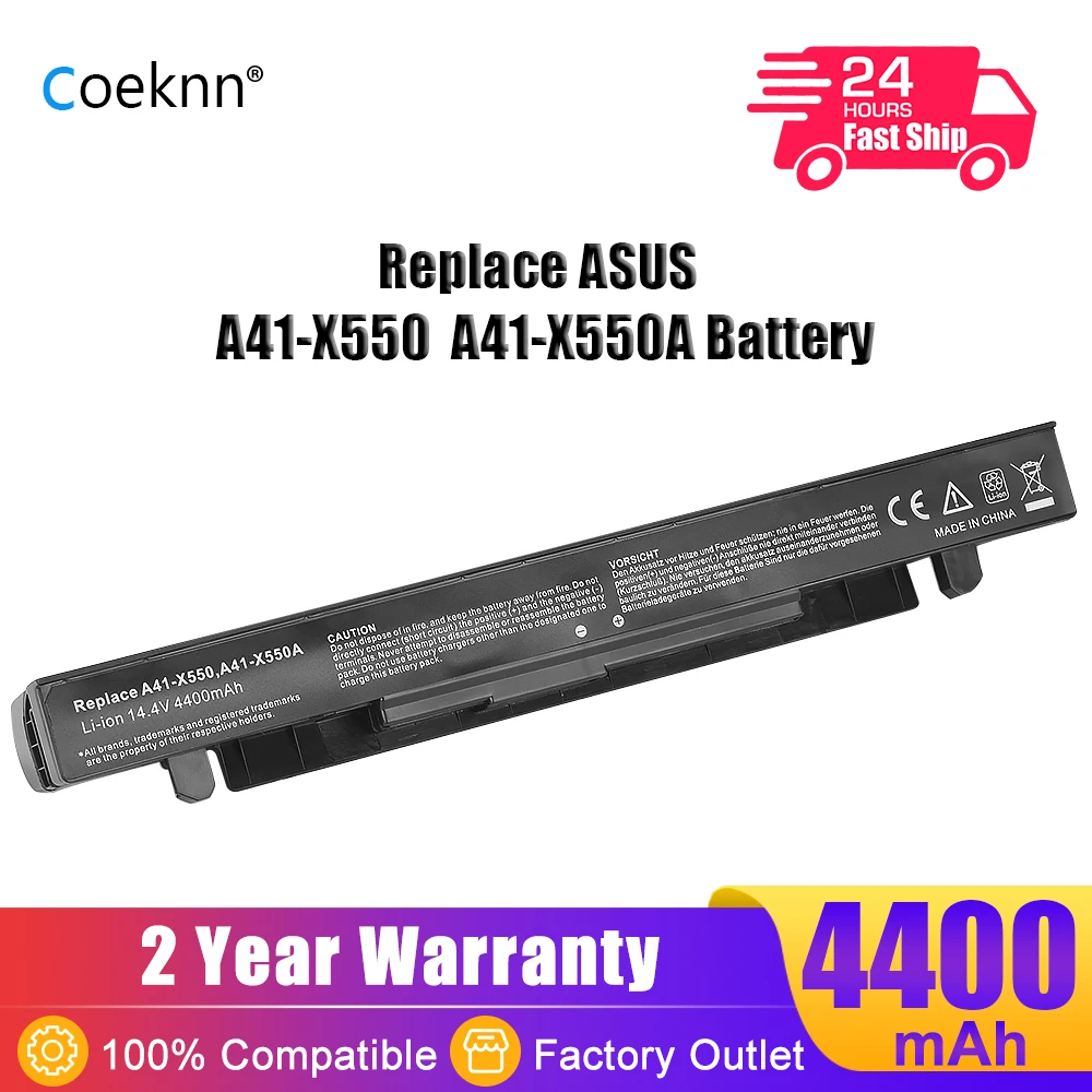 

Coeknn A41-X550A Laptop Battery For ASUS A41-X550 X450 X550 X550C X550B X550V X450C X550CA X452EA X452C X550V X450E X450EP X452