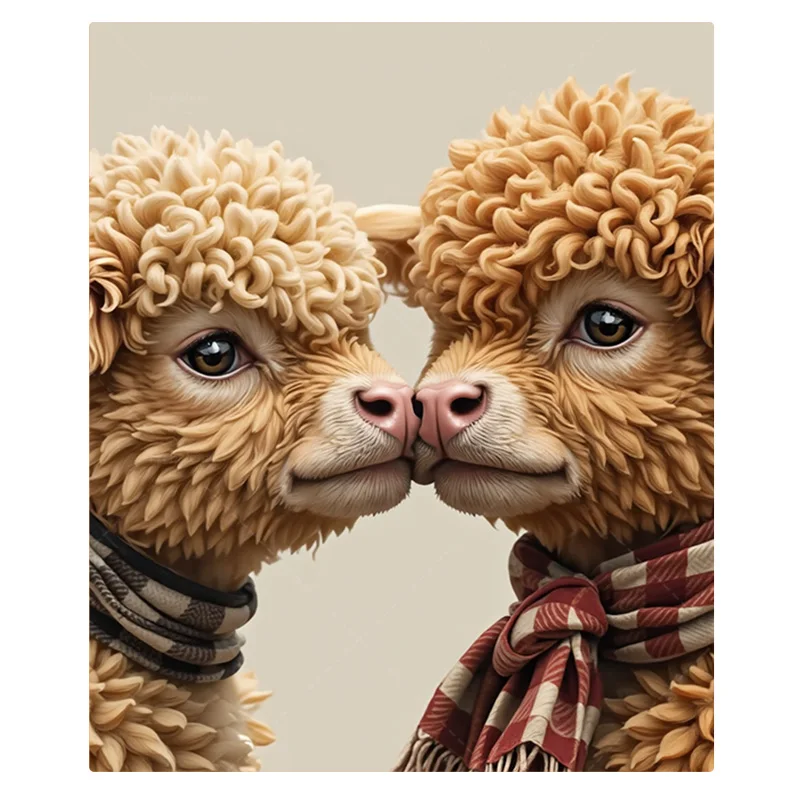 Cozy Alpaca Couple Flannel Throw Blanket