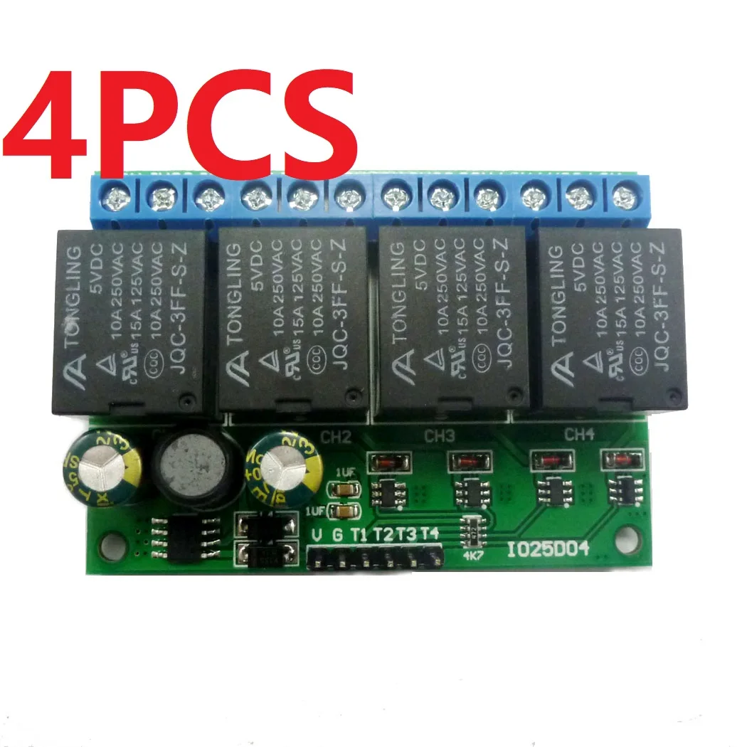 

4CH 6V-24V DC Flip-Flop Latch Relay Module Bistable Self-locking Electronic Switch Low Pulse Trigger Board Button MCU IO Control