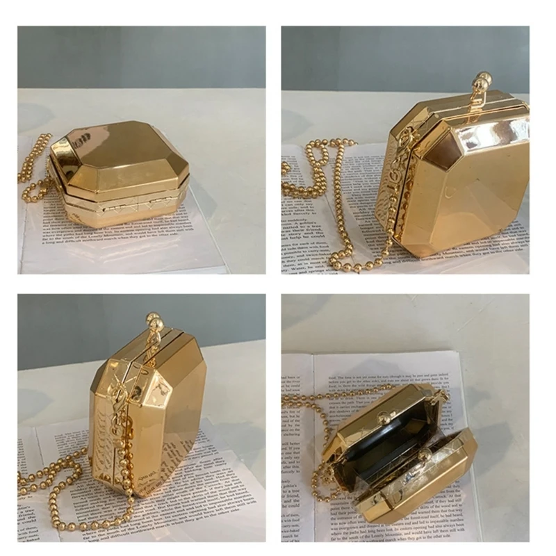 Women's PVC Box Evening Clutch Crossbody Bag Girls Mini Shoulder Bags Handbag