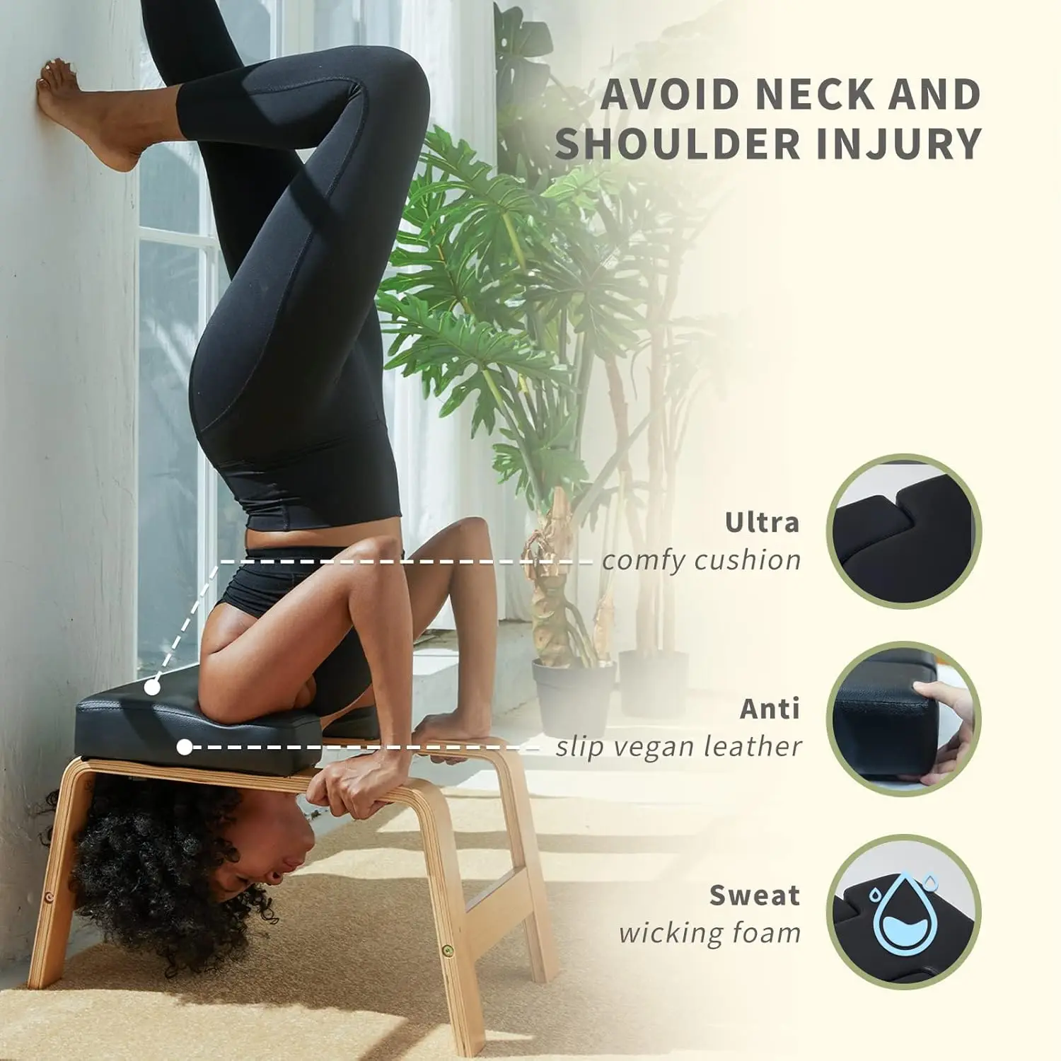 Banc de support de sauna de yoga en bois massif, chaise d'inversion de yoga, pour lever la fatigue et façonner le corps  18