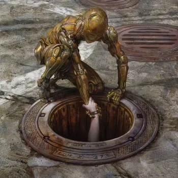 미래 공상 과학 로봇 구속 마이크로 장면 조각상 송진 피규어 모델 키트, 도색되지 않은 DIY 장난감, 무료 배송, 1/24 체중계