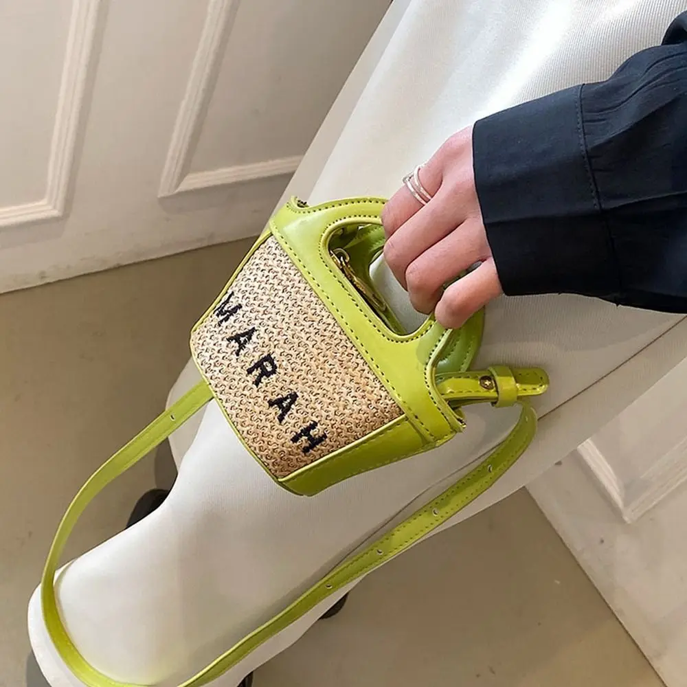 

Соломенная Сумка с надписью, модная женская сумка через плечо с вышивкой, сумка-тоут ручной работы в богемном стиле для путешествий