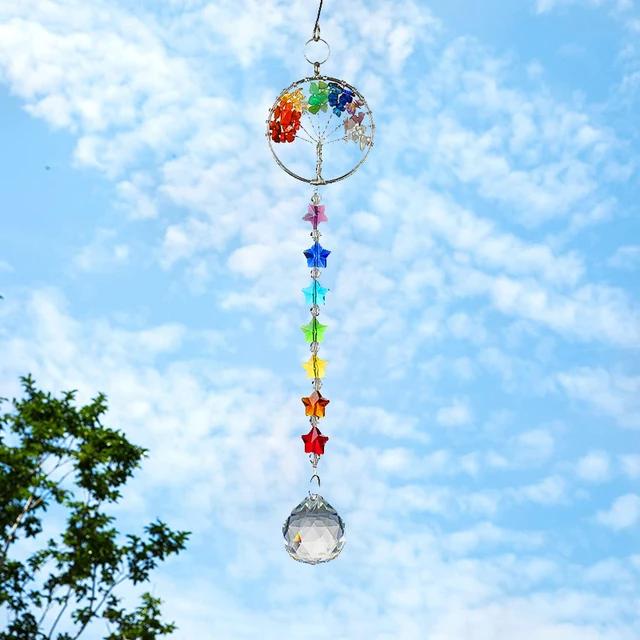 Az Élet Fája Suncatcher Kristálygömb Prizma Medál Szivárványkészítő Lógó Napsütő Drágakövek Ablak Dísz Otthoni Kerti Dekoráció - Image 3