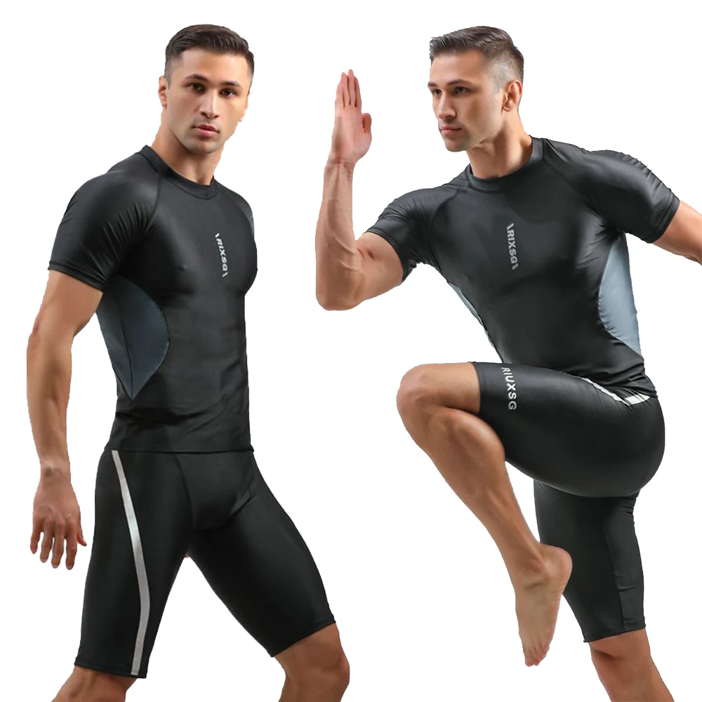 

Men's Quick Dry Short Sleeve Swimwear T Shirts UV Protection Rash Swimwear Tops Shorts Water Sports Snorkeling Surf Top 2023