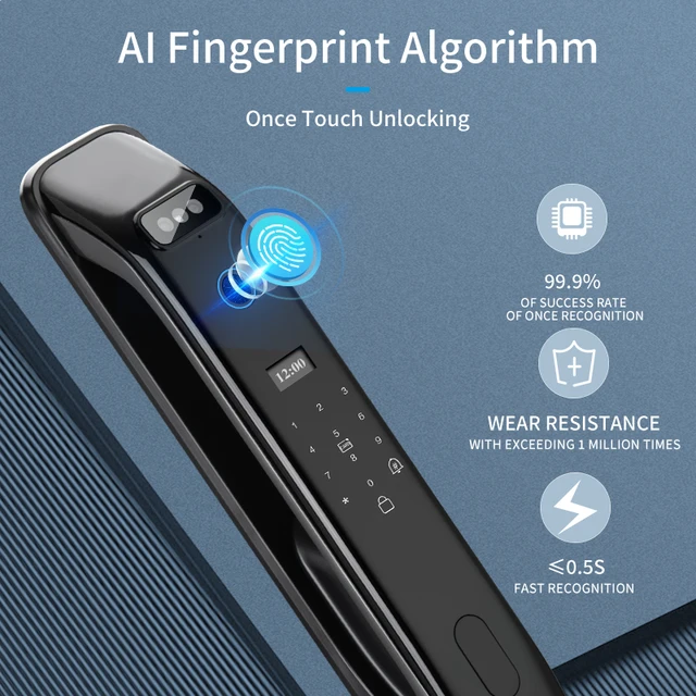 3D Real-time Intercom Face Recognition Digital Door Lock With Camera FIngerprint Password Unlock Keyless Electronic Door Lock 5