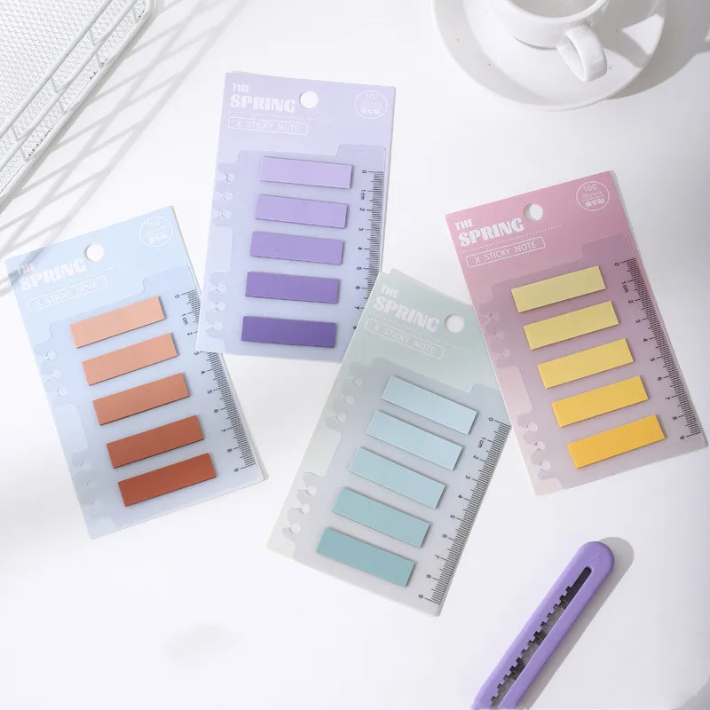 100 Sheets/pack Colorful Sticky Notes Memo Pad Label Note Bookmarks Notepad School Office Student Stationery Supplies 2