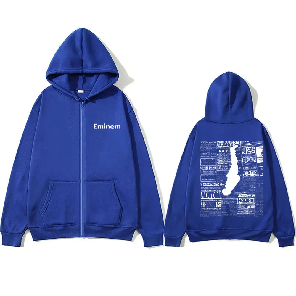 Rapper Eminem The Death of Slim Shady Houdini Zipper Hoodie Male Casual Oversize Zip Up Jacket Men Women Hip Hop Fashion Hoodies
