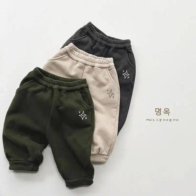Herbst Winter Kinder Hosen 1-8Y Jungen Dicke Warme Fleece Druck Jogginghose Harem Hosen Jogger Kleinkind Tragen Für Kinder Kleidung – Detail 1