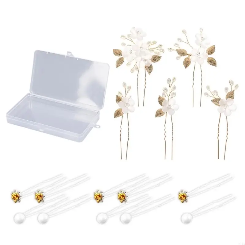 Pack Of 15 Wedding Hair Accessories Set UShape Hair Clip Side Pin With Pearls And Rhinestones For Bride And Bridesmaid 964A
