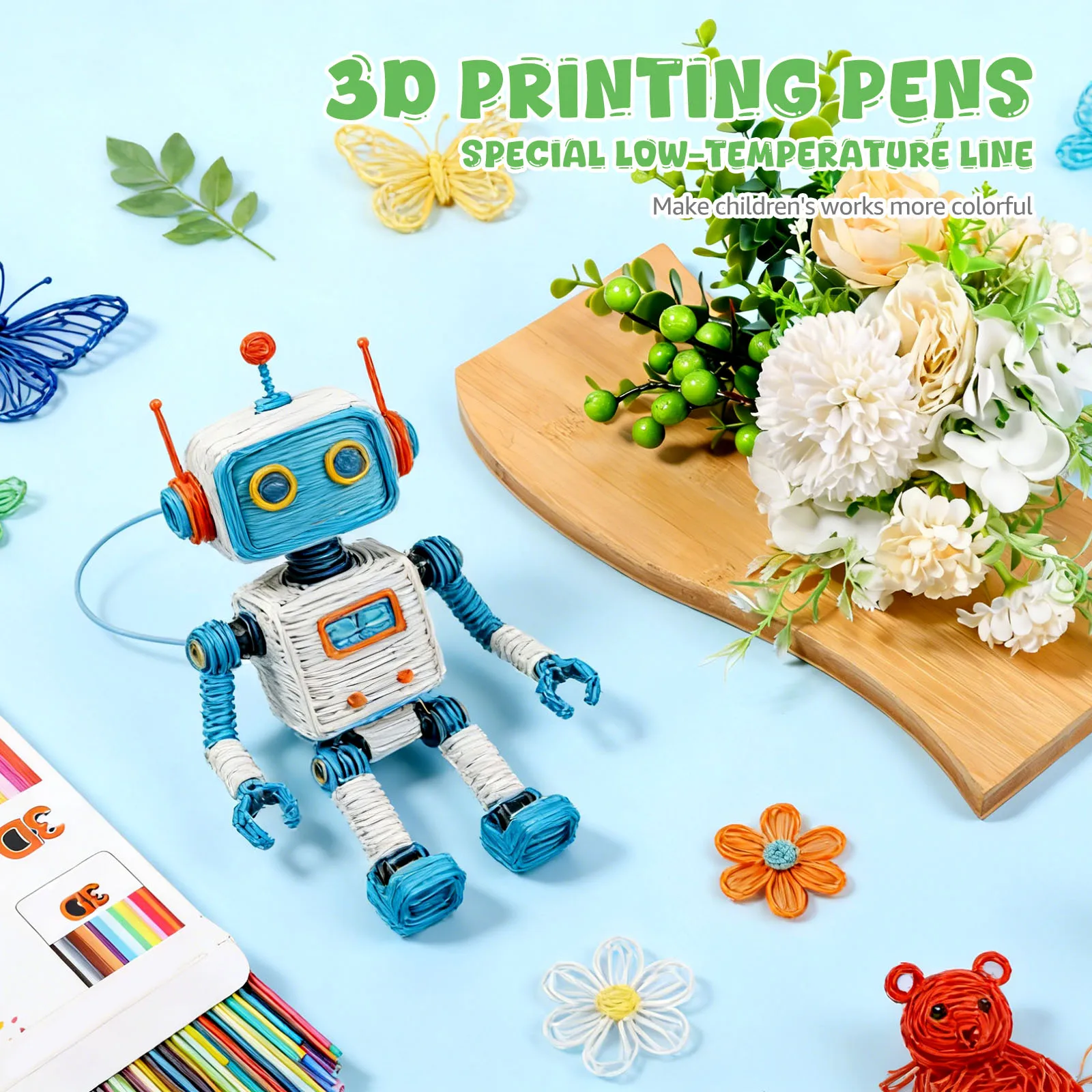 260/560Pcs 3D 펜 필라멘트 리필 10/20 색상 1.75mm PCL 저온 안전 3D 펜 필라멘트 공예 어린이 생일 선물