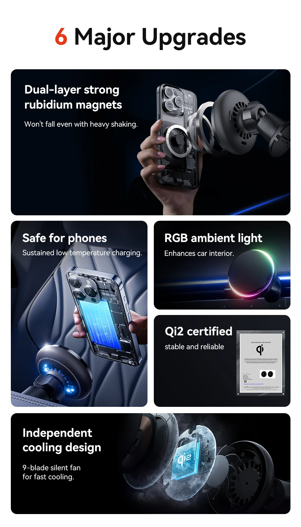 Magnetic Wireless Charger Car Phone Holder 15W Fast Charging Wireless Car Charge