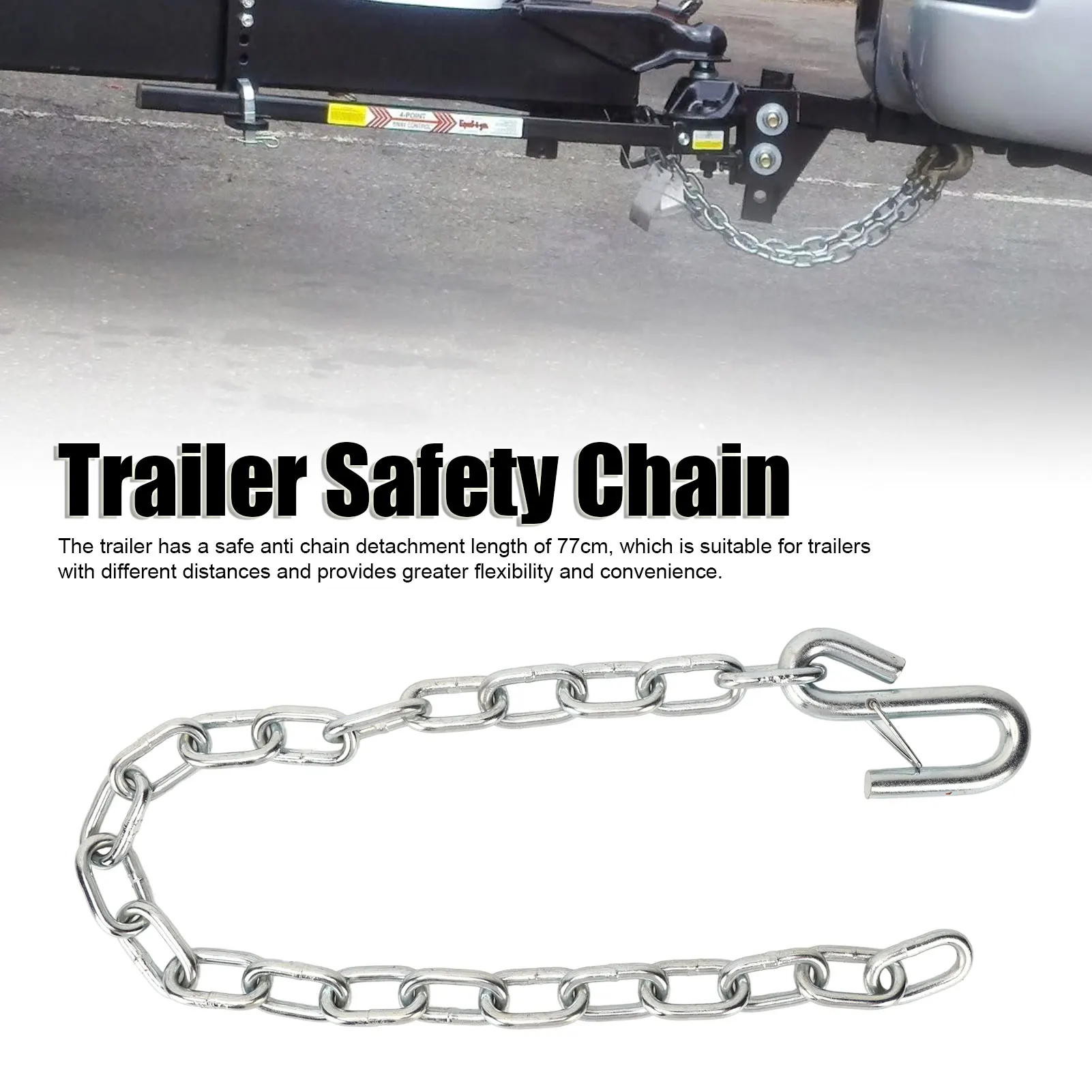 Trailer Safety Chain Heavy Duty 3500lbs Safety Chains with Double Spring  Clip S Hooks Towing Wire Ropes for Trailer RV Tool