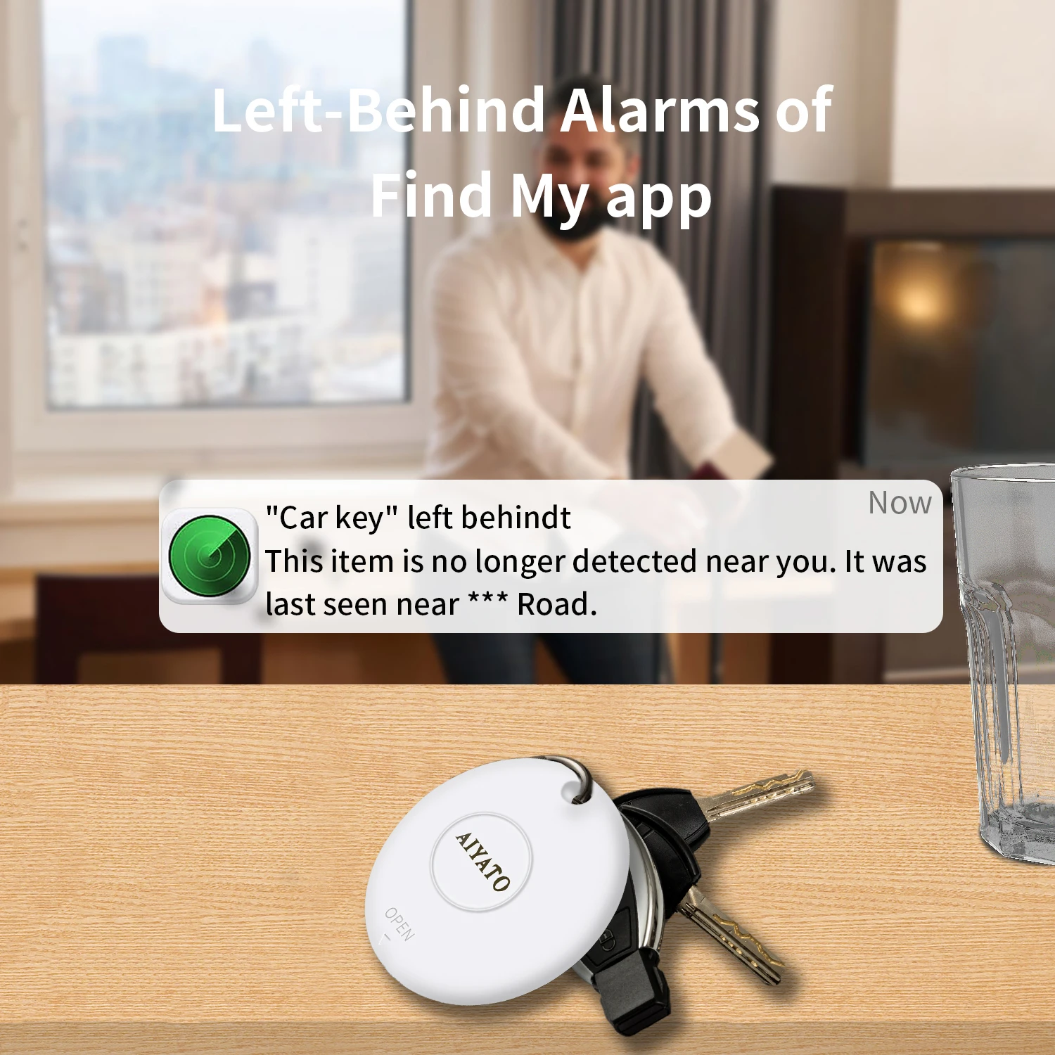 AiYaTo Bluetooth GPS Key Finder work with Apple Find My Global Network Smart AirTag Tracker for IOS System Item Locator for Bags
