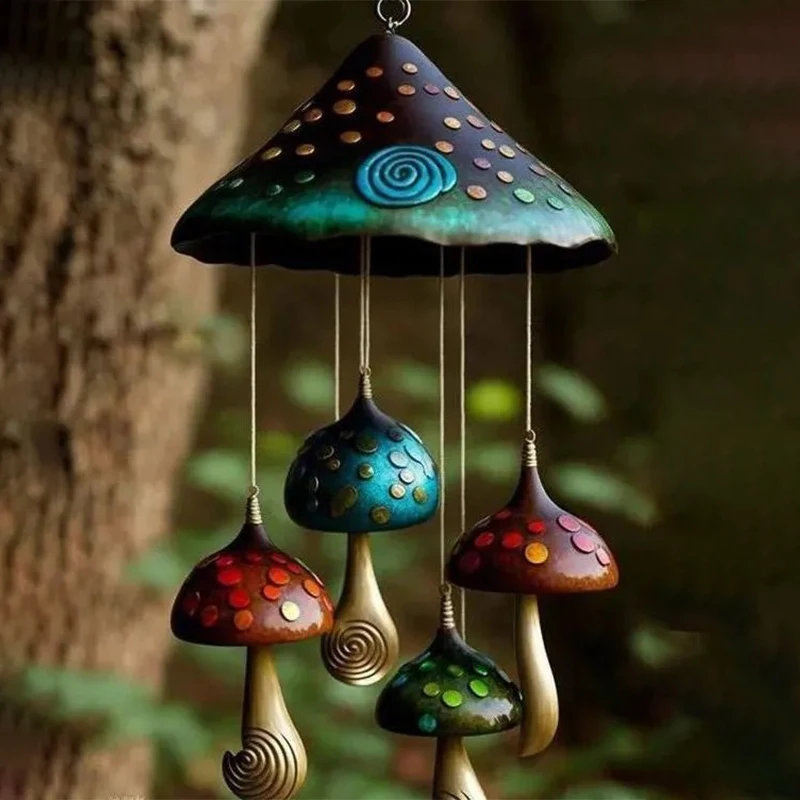 

1Pc Mushroom Campanula Handmade Art, Resin Mushroom Wind Chime, Colorful Mushrooms For Outdoor Indoor Decor Patio Balcony Garden