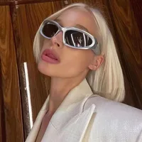 Новое поступление, популярные женские солнцезащитные очки, солнцезащитные очки в стиле панк, уникальные овальные солнцезащитные очки, мужские очки, зеркальные красочные очки Y2K — изображение 3