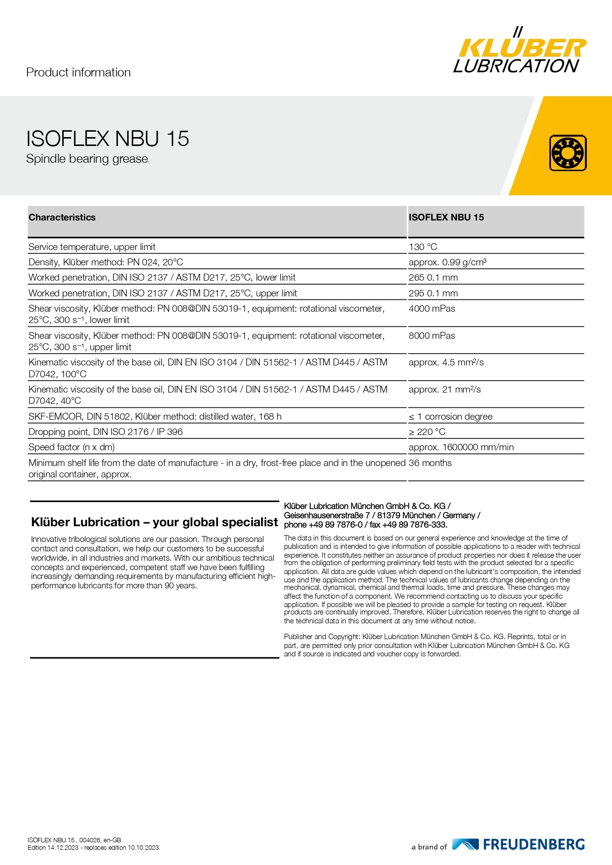 KLUBER NBU 15 20g/50g High Temperature and High Speed Precision Machinery Bearing Grease NBU15 Original Product