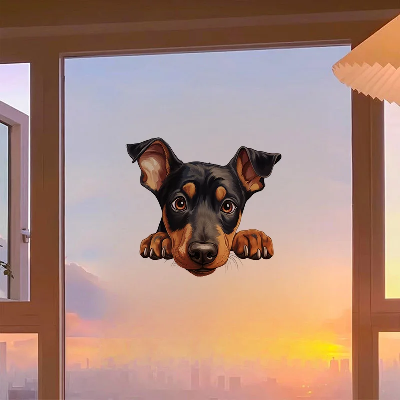 90946# Doberman Pinscher Puppy Toilet Stickers, Bedroom Entryway Living Room Porch Home Decoration Wall , Removable Stickers
