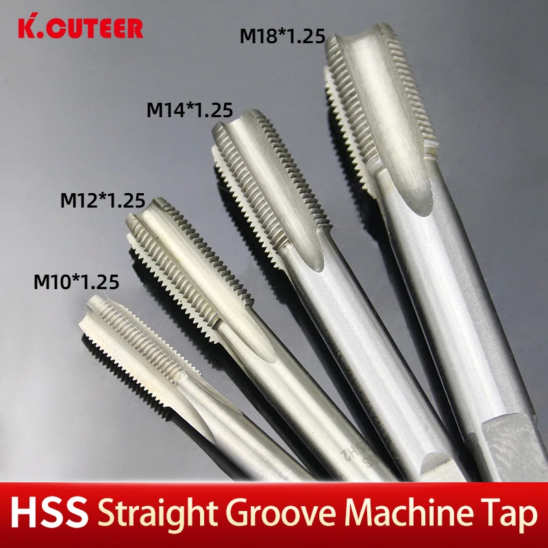 HSS 기계 미세 나사 탭 드릴 세트, 직선 플루트 나사 탭, 수공구, M10, M12, M14, M16, M18, M20, 1 개, 5 개, 10 개/세트