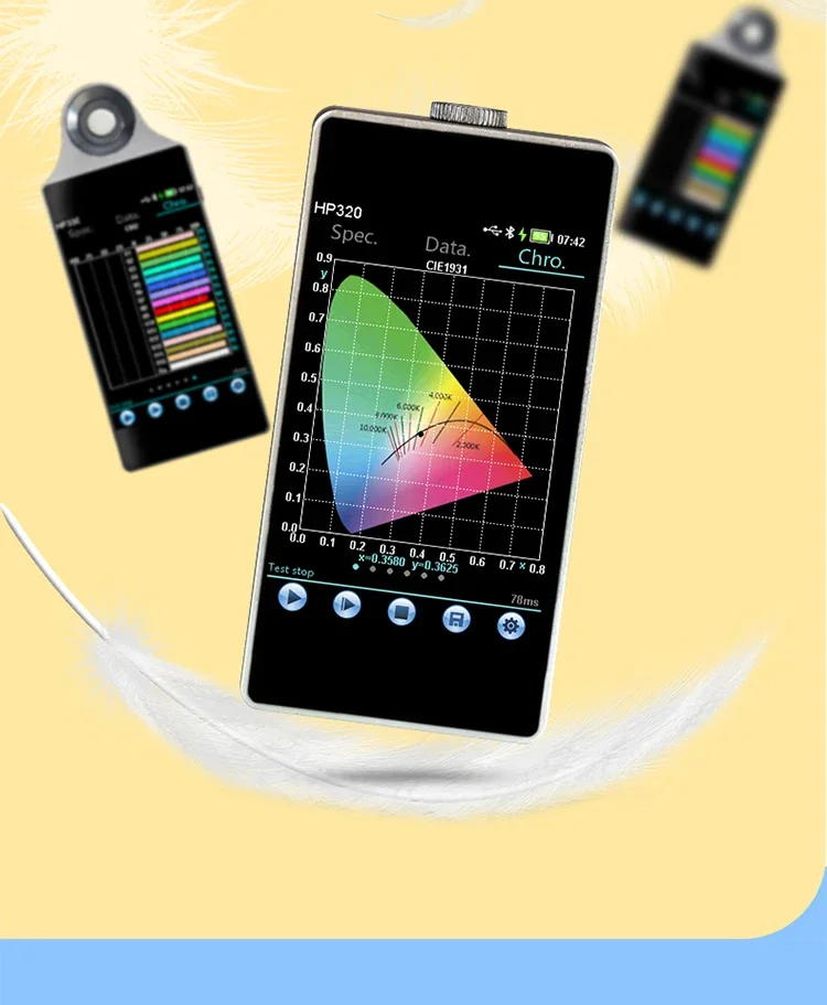 Description Picture 5 of itemHP320 Spectral Illuminance Meter Handheld Color Temperature Spectral Analyzer Display Finger Tester