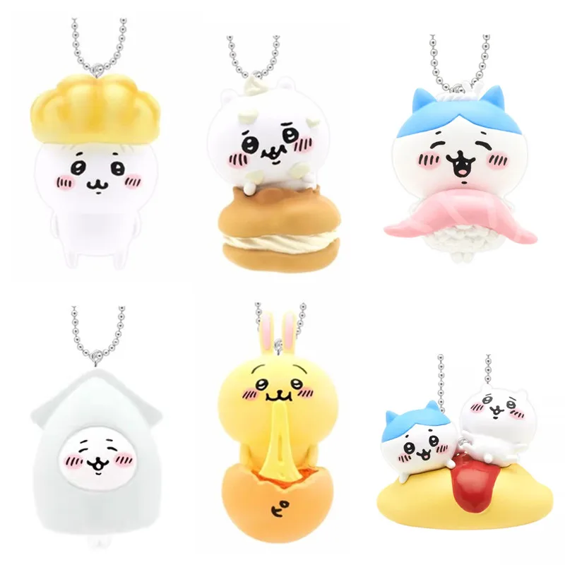 귀여운 치카와 하치웨어 우사기 토끼 식품, 작은 PVC 키체인 체인, 작은 펜던트, 어린이 장난감, 신제품