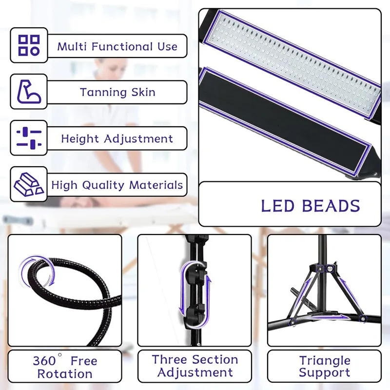 Professional Beauty Tanning Lamp Blue Purple Light 45W Sun Bath Lamp Acne Skin Rejuvenation Beauty Equipment For Salon