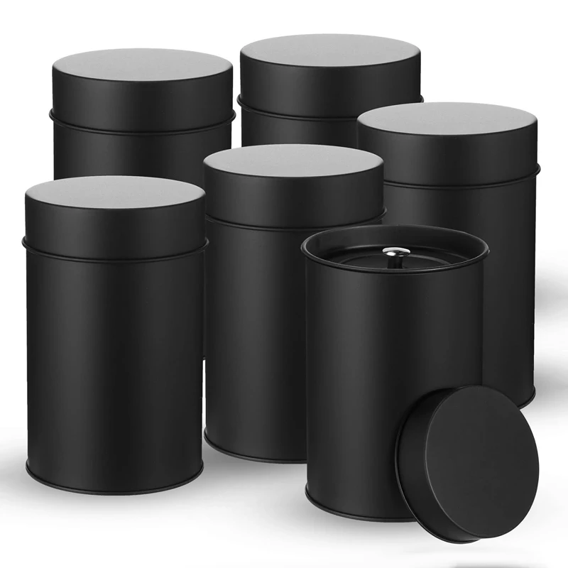 16 Oz Round Double Seal Tea Tin Canister With Lid Container For Loose Tea Kitchen Storage Coffee Sugar