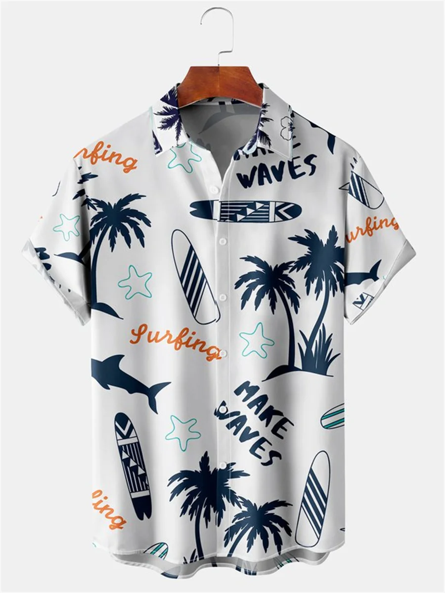 Men's Hawaiian Coconut Shirt, casual and loose, breathable, Beach party, 2022 cotton, 3D