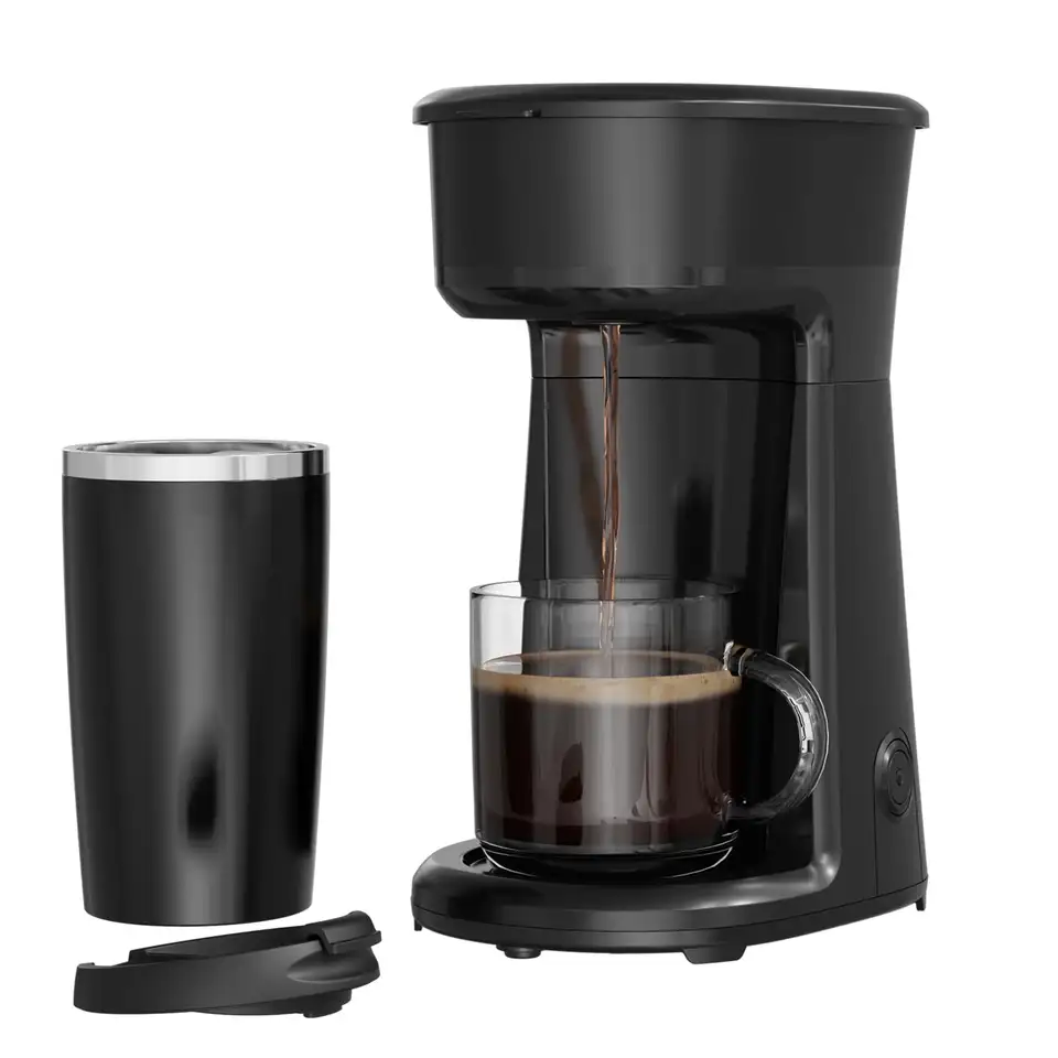 Compact Single Serve Coffee Maker with Travel Mug