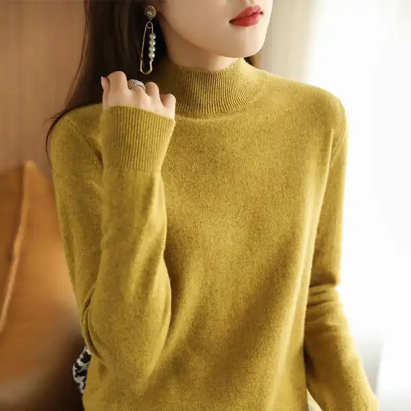 Autumn and Winter New Women's Clothing Semi-turtleneck Long-sleeved Women's Sweater Fashion Casual Knitwear Bottoming Shirt