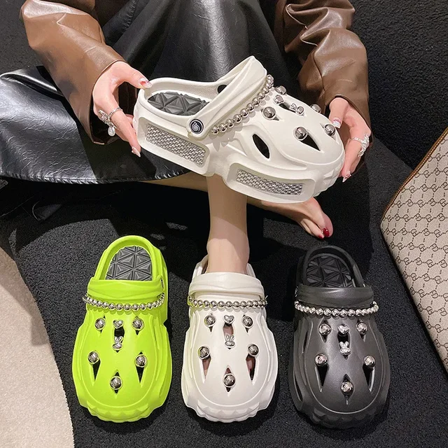 편안함과 스타일을 兼備한 여성용 클로그 슬리퍼, 야외 샌들