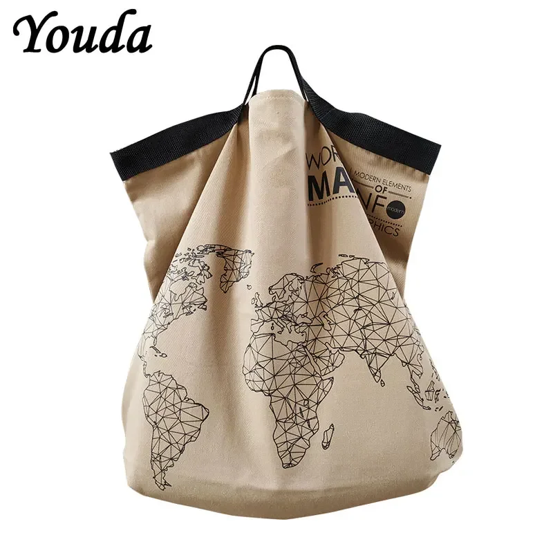 

Youda Women Canvas Shoulder Bag Vintage Print Ladies Shopping Bags Cotton Cloth Fabric Grocery Handbags Tote Bookbags For Girls